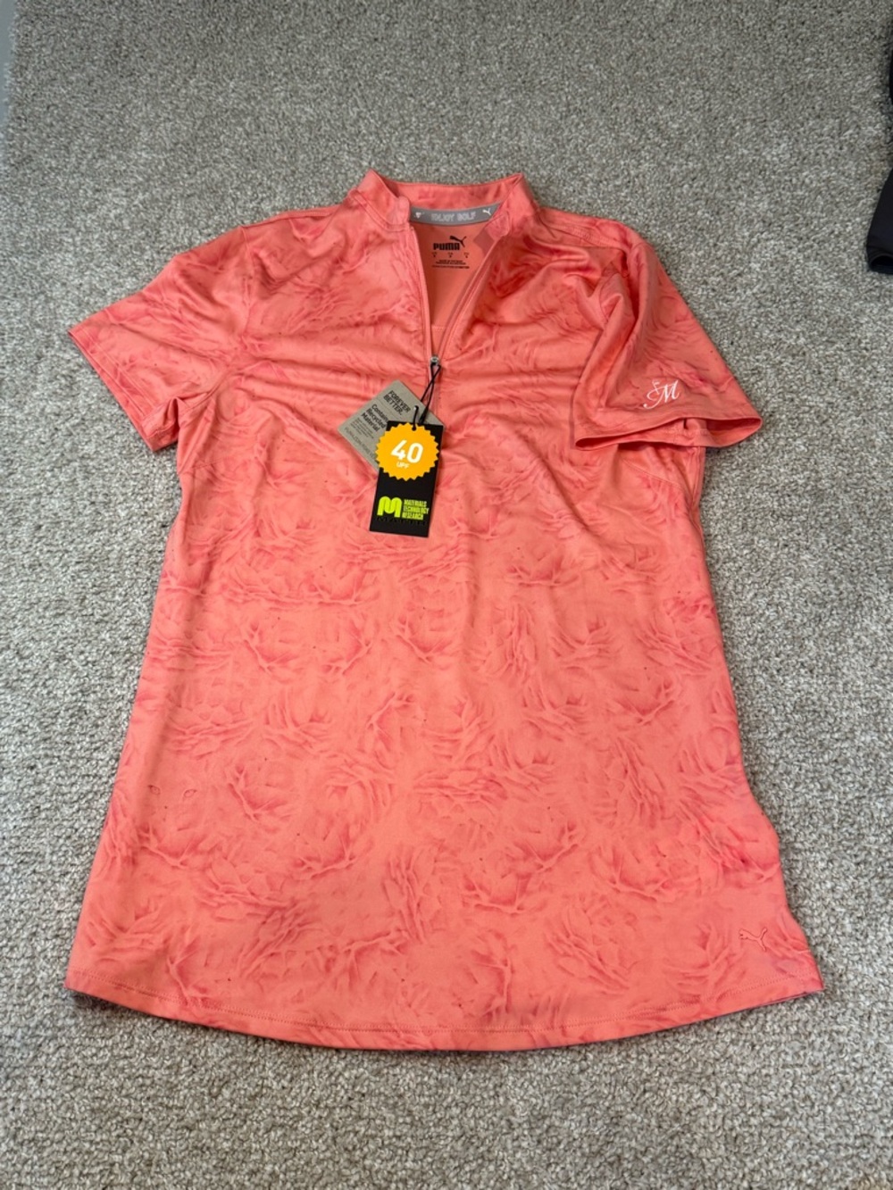 Puma Coral Zip Neck polo- size Small- women’s NWT